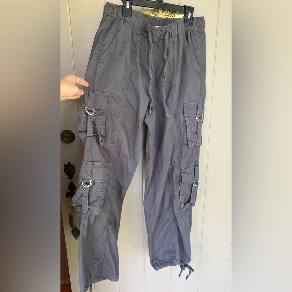 Charcoal grey cargo pants with pockets